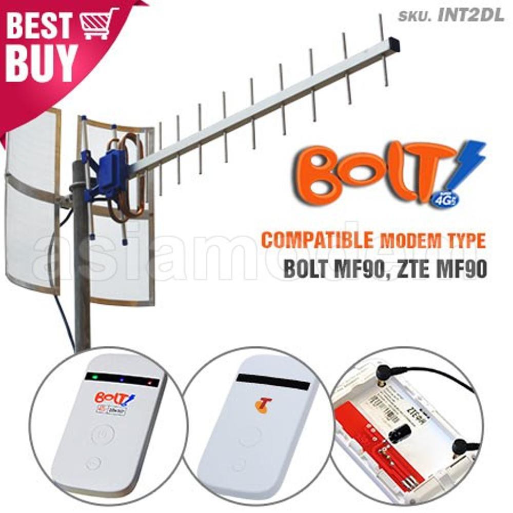 Antena Yagi TXR185 BOLT MF90, ZTE MF90 Free Baterai Dummy Penguat Sinyal Modem 3G 4G Dual Pigtail