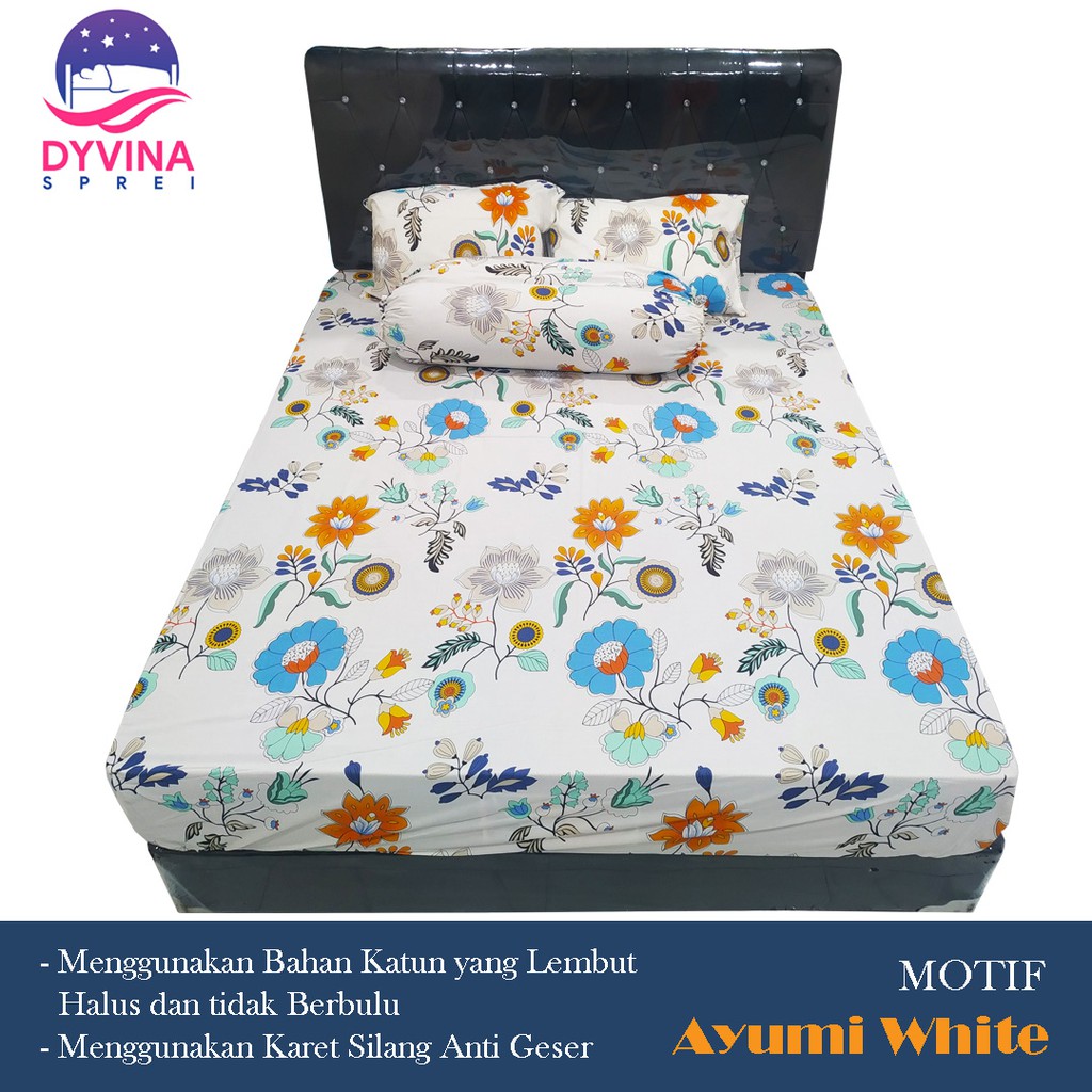 Sprei Set Katun Premium dgn Karet Anti Geser - Tinggi 30cm - Motif E