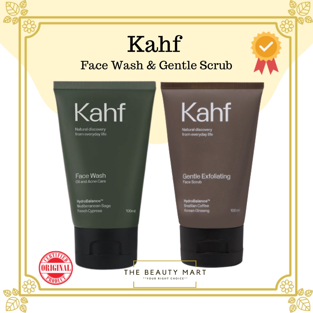 KAHF Oil and Acne Care Face Wash &amp; Gentle Exfoliating Face Scrub 100 ml | Perawatan Wajah Pria