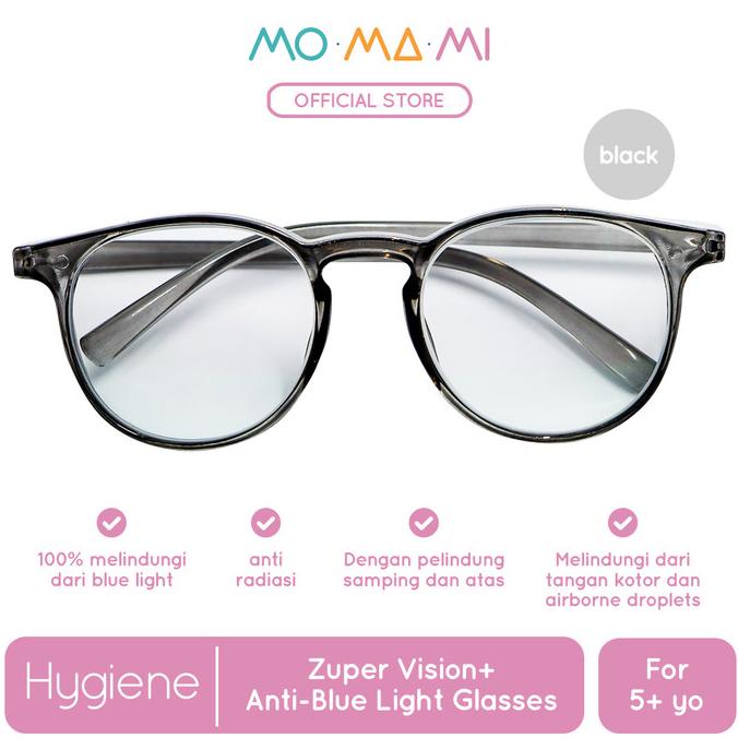 Momami Kids Zuper Vision+ Anti-Blue Light Glasses Black - Kacamata