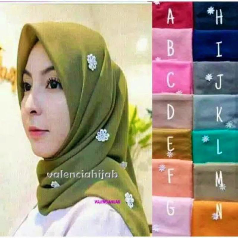 Hijab | Jilbab | Kerudung segiempat White Jasmine Mutiara VALENCIA