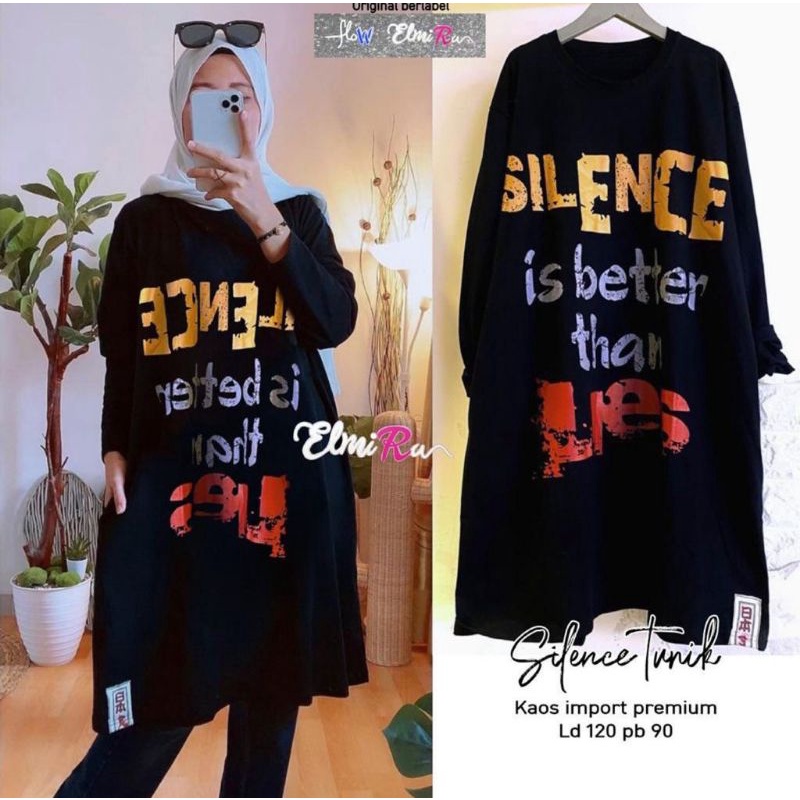 BAJU ATASAN WANITA JUMBO BIG SIZE KAOS OVERSIZE LD 120 / SILENCE TUNIK BY ELMIRA/TUNIK SIZE XXXL