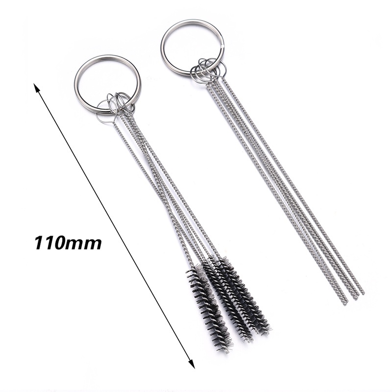 5pcs / Pak Sikat Pembersih Karburator Multifungsi Bahan Stainless Steel Untuk Mesin Tattoo / Airbrush