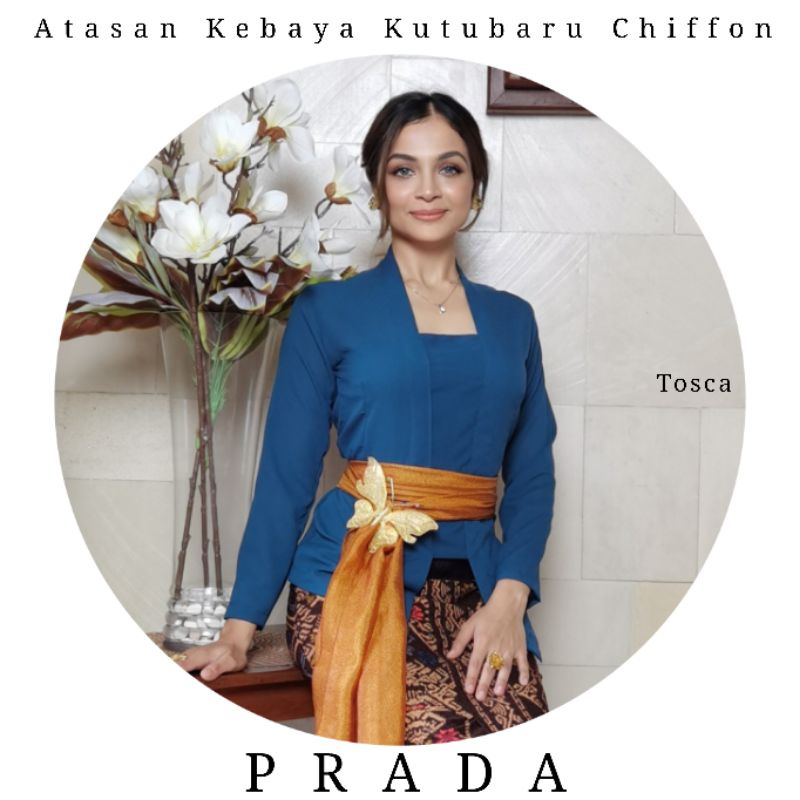 Atasan Kebaya Kutubaru Bali Lengan Panjang Chiffon Prada