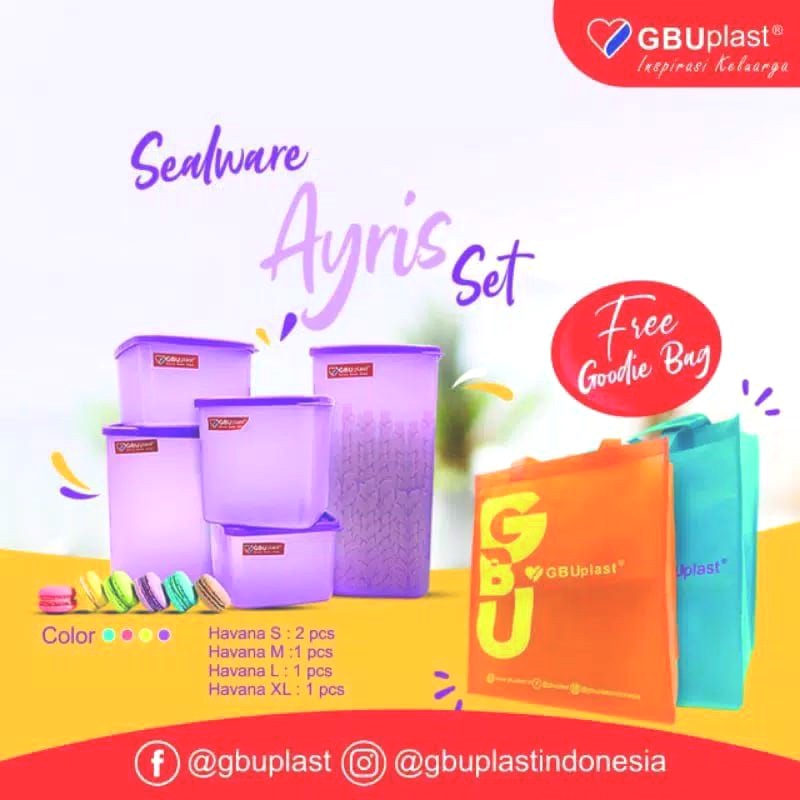 Toples Makanan / Kue Sealware Ayris Set 5pcs GBU Plast Free Goody Bag