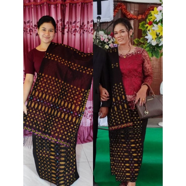 PO PUCCA BUNGA VIRAL PUCCA BINTIK SONGKET TARUTUNG SETELAN ROK SELENDANG TENUNAN TARUTUNG SARUNG TAR