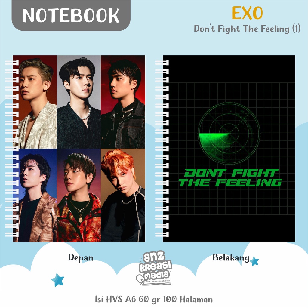 NOTEBOOK A6 BUKU TULIS SPIRAL - EXO DON'T FIGHT THE FEELING - MERCHANDISE KPOP MURAH UNOFFICIAL