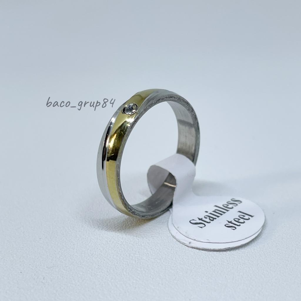 Cincin Titanium Kombinasi Gold C29 Awet lama Tidak Karatan Cincin Kawin Cincin Tunangan