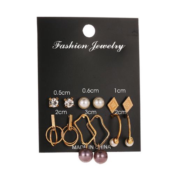 anting set 6 pasang pearl geometric set earrings 3D2  jan204