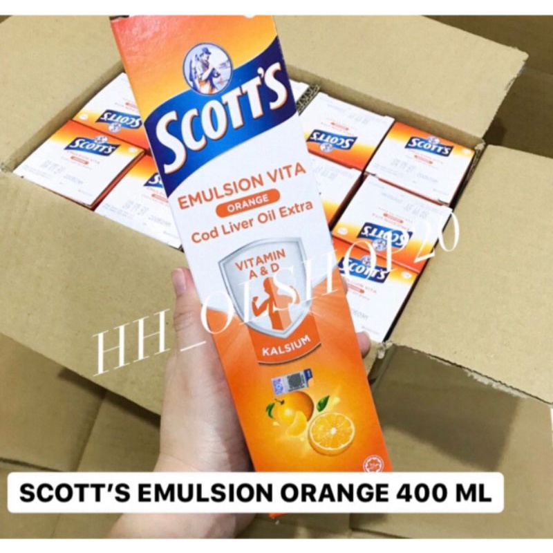 ORIGINAL IMPORT MALAYSIA  Scott's Scott Scotts Emulsion ORANGE 400ml  Original import Malaysia