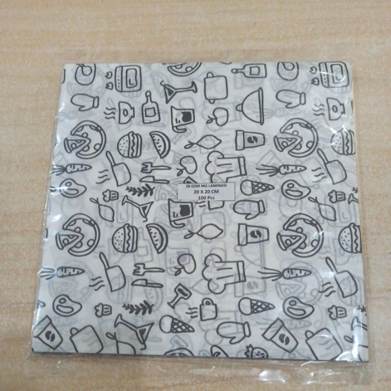 Kertas Nasi Motif 20x20 cm Paper Wrap Printing Laminasi