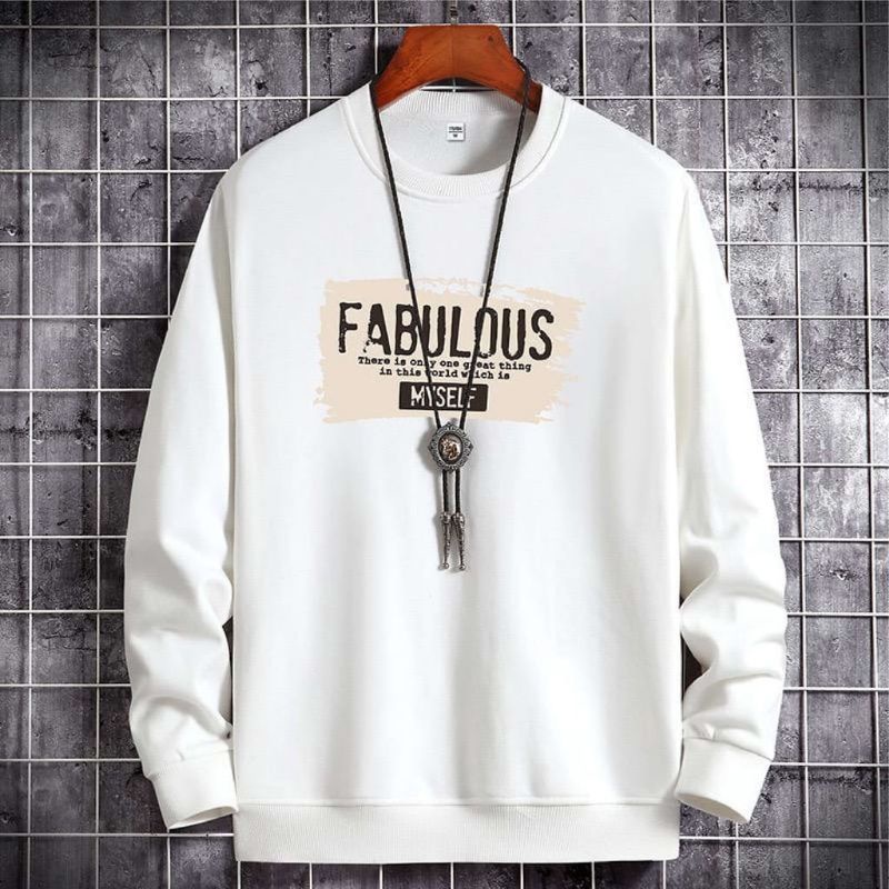 Sweater basic pria wanita kekinian FABULOUS crewneck terbaru bahan fleece tebal