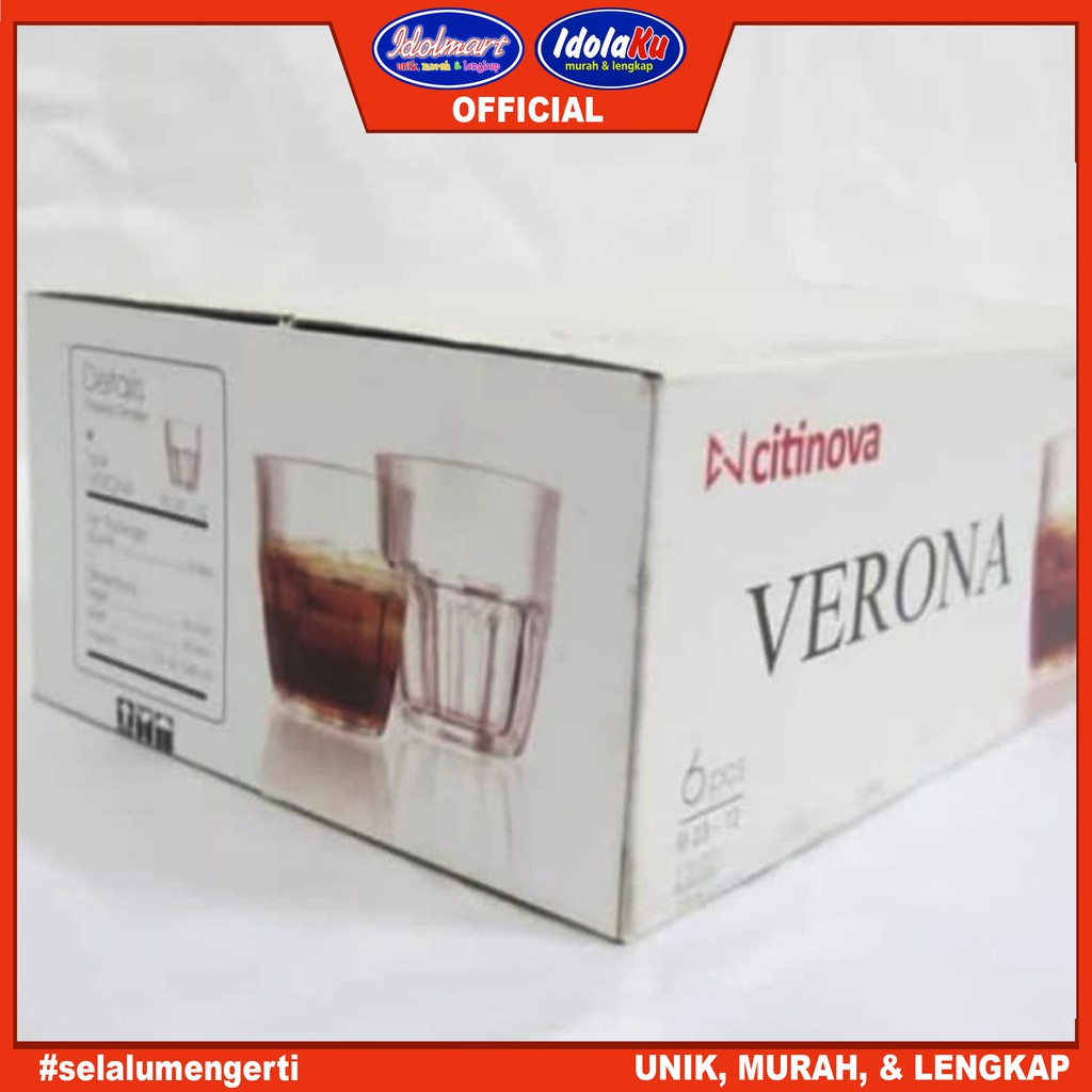 IDOLMART Citinova Gelas Verona isi 6PCS / Gelas set isi 6 / gelas kado/ gelas kaca kopi