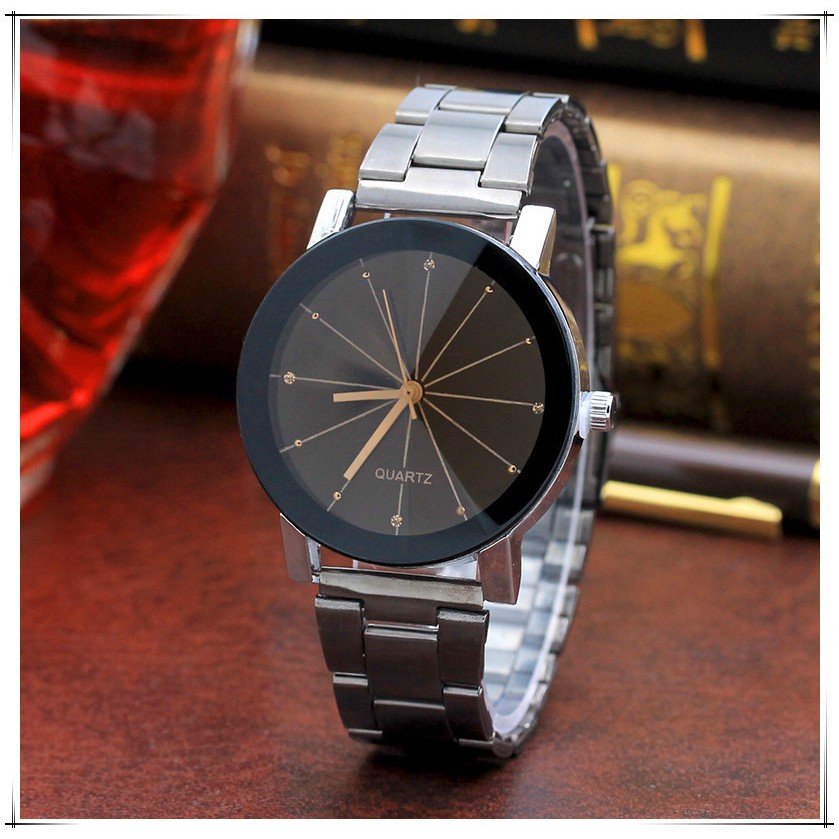 Watchyou Jam Tangan Wanita A0107 Fashion Black Dial Couple Watches Steel Band