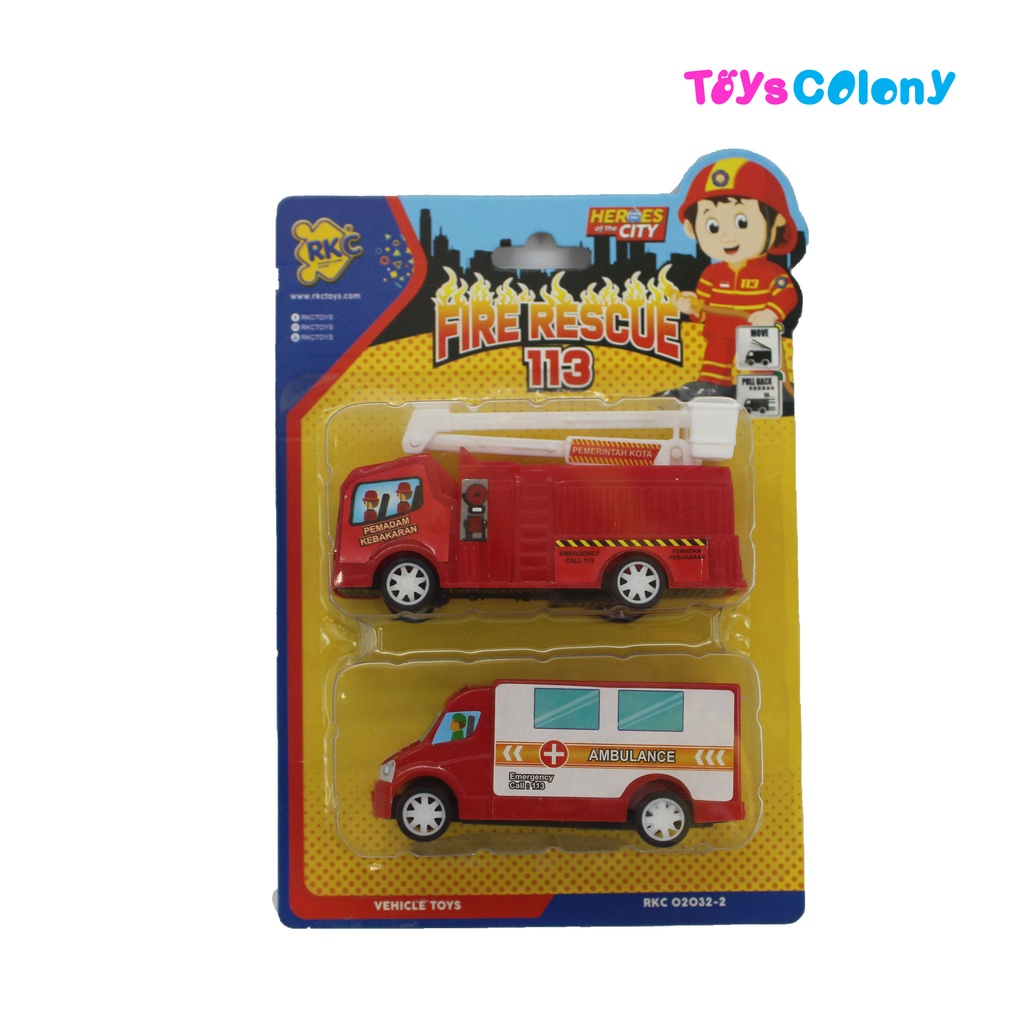 Mobil Pemadam kebakaran mini isi 2pcs RKC02032-2