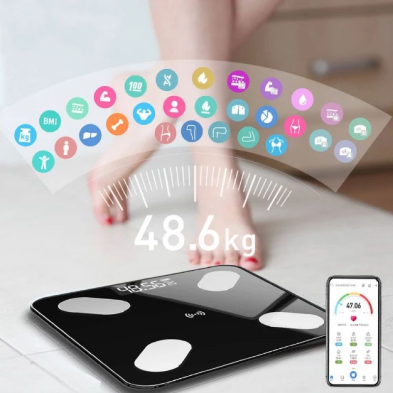 Timbangan Badan Digital Conect Bluetooth Smart Scale Kaca Tempered