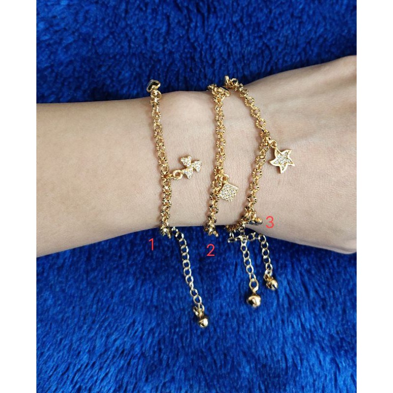 Fifi Fashion Gelang Nori ukir gantung Lucu Model Perhiasan Lapis emas 28#