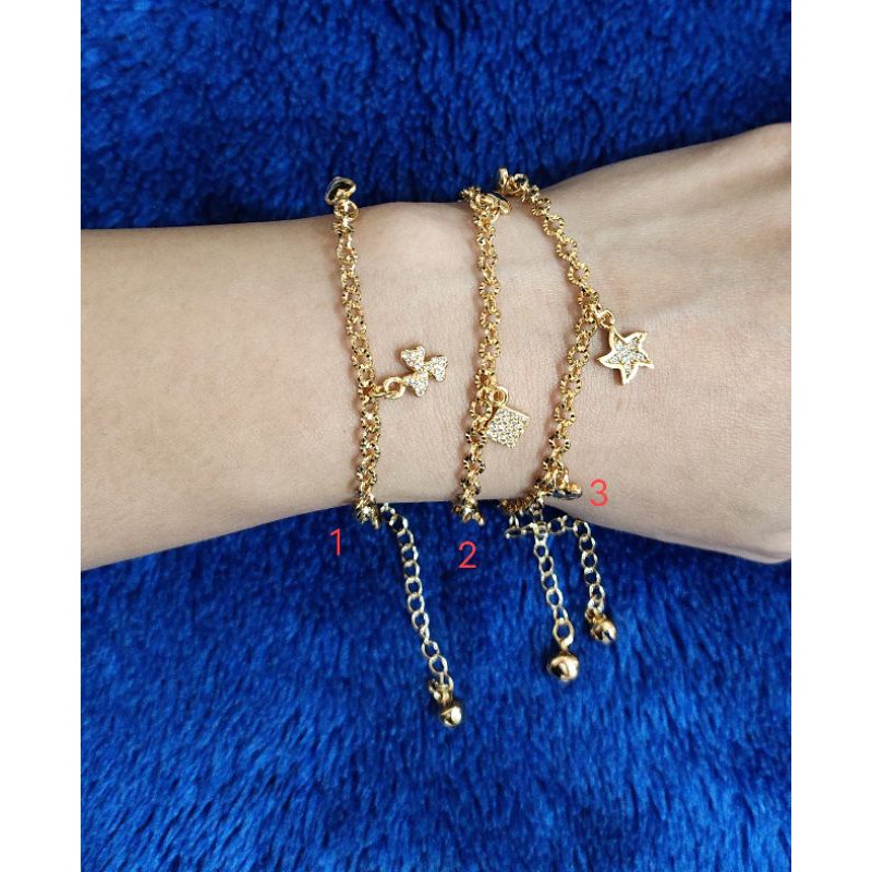 Fifi Fashion Gelang Nori ukir gantung Lucu Model Perhiasan Lapis emas 28#