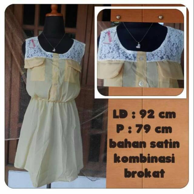 Dress kuning kombinasi brokat