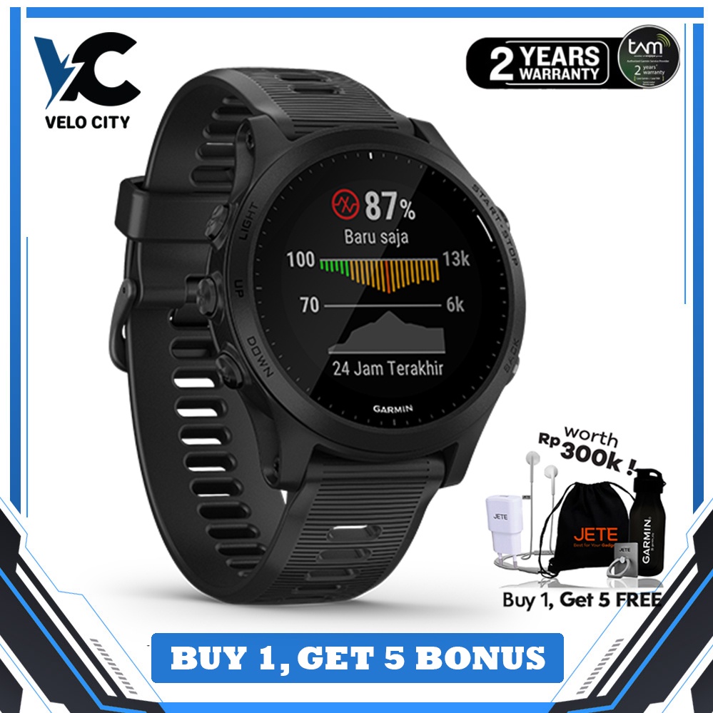 Garmin Forerunner 945 Music Black - 2 Tahun TAM