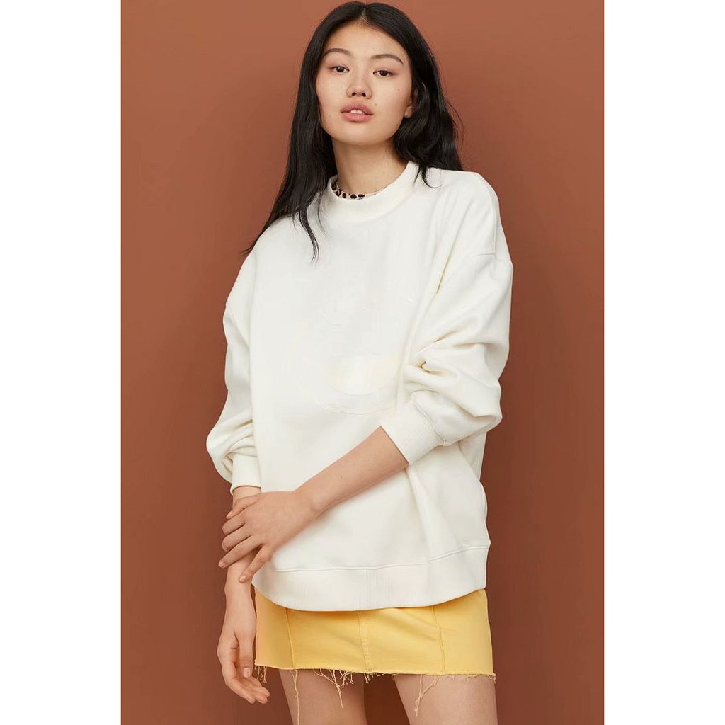 28165 Sweater Putih Wanita Lengan Panjang Sweatshirt Korean Style