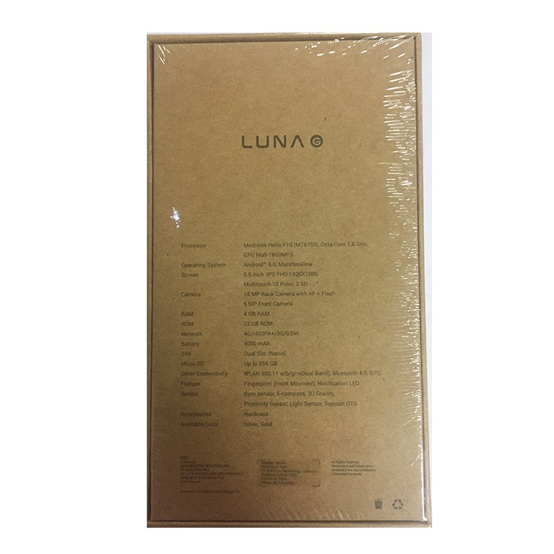 Luna G G55 - RAM 4GB ROM 32GB (4/32) - Gold / Silver - Baru NEW - Resmi