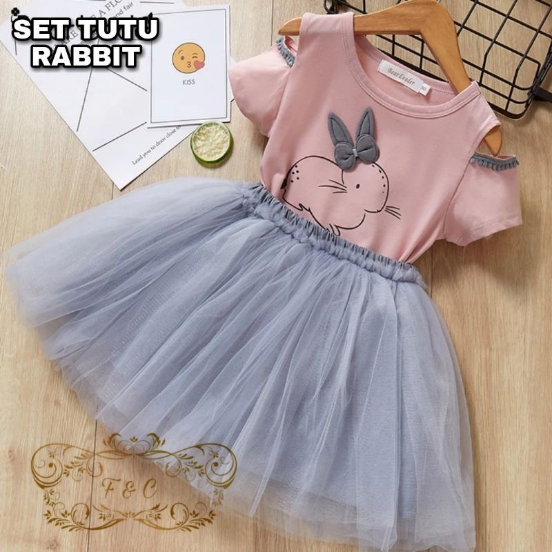 Set tutu rabbit/baju pesta anak perempuan/baju pesta tile