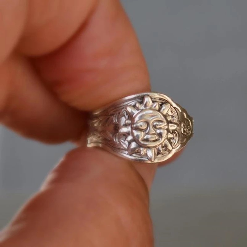 Cincin Desain Matahari Gaya Vintage Kuno Yunani Untuk Wanita