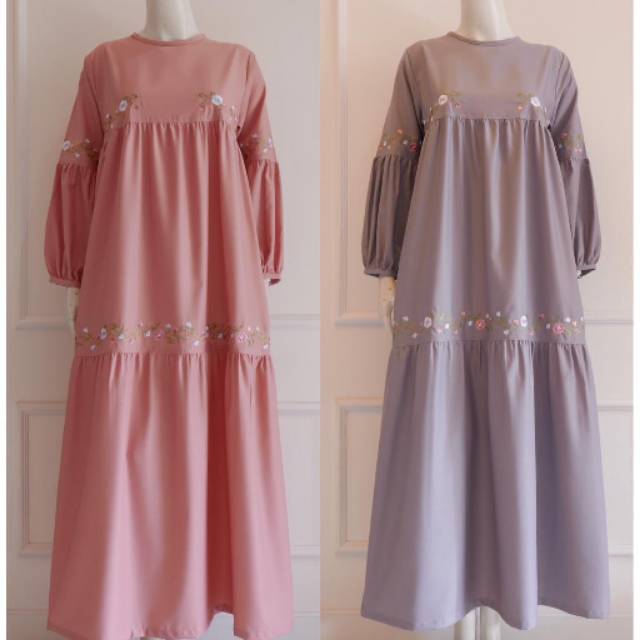 Gamis Katlea bahan toyobo mix bordir