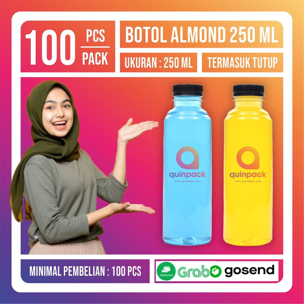 Botol Plastik Almond 250 ML - Botol Almond 250ML - PET - Kale Cantik Pir 250 ml