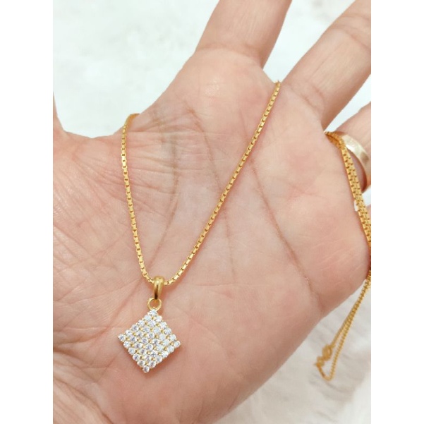 KALUNG ITALY DEWASA + LIONTIN WAJIK PERAK 925 LAPIS EMAS 24K WARNA ROSEGOLD