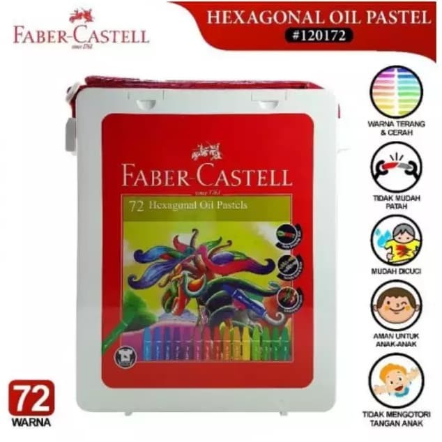 

PASTEL-DRY-OIL- FABER CASTELL HEXAGONAL OIL PASTELS 72 / CRAYON FABER CASTELL 72 WARNA -OIL-DRY-