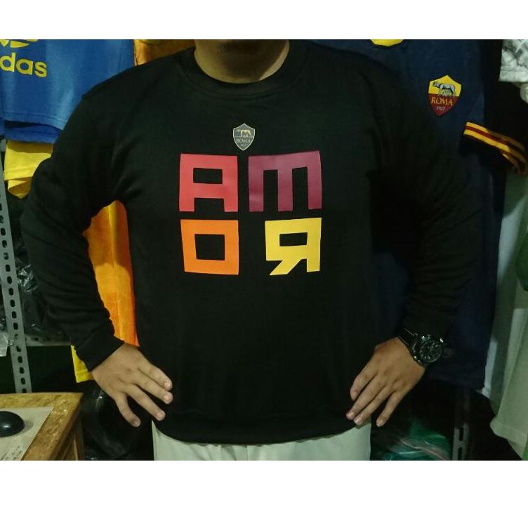Terlaku. Screamous Sweater Crewneck Pria Cowok Jacket Russ Sweater Crewneck AS ROMA AMOR Hitam QF50