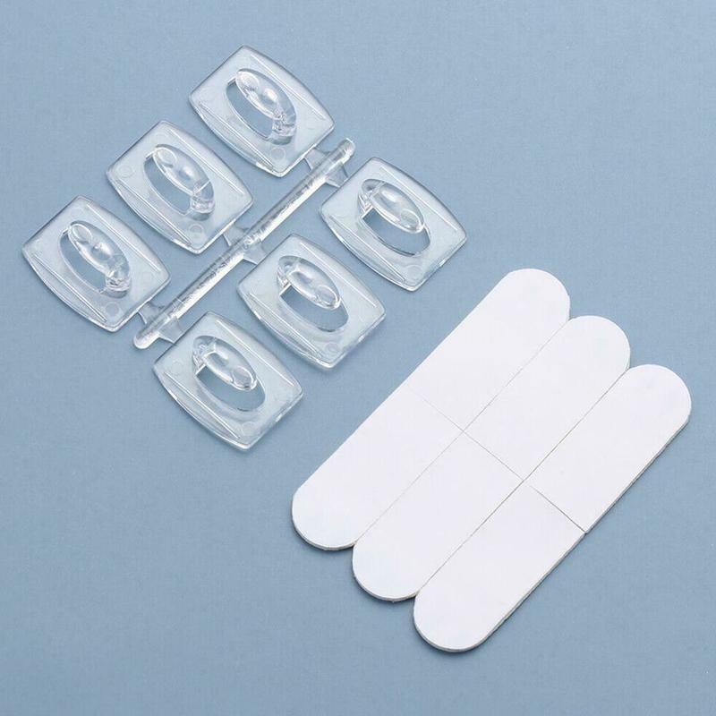 6/20Pcs Transparent Strong Adhesive  Hooks / Bathroom Kitchen Towel Removable Key Hanger Hooks