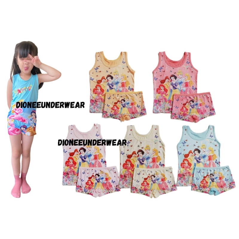 3 Pcs Setelan Singlet Anak Perempuan dan Boxer Anak Perempuan Setelan Baju Anak Cewek  Fashion