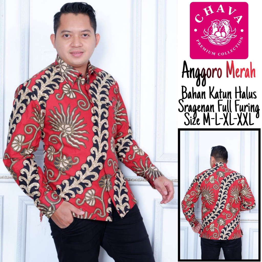 Kemeja batik formal pria terbaru kemeja batik kerja warna merah baju batik pria bahan katun halus