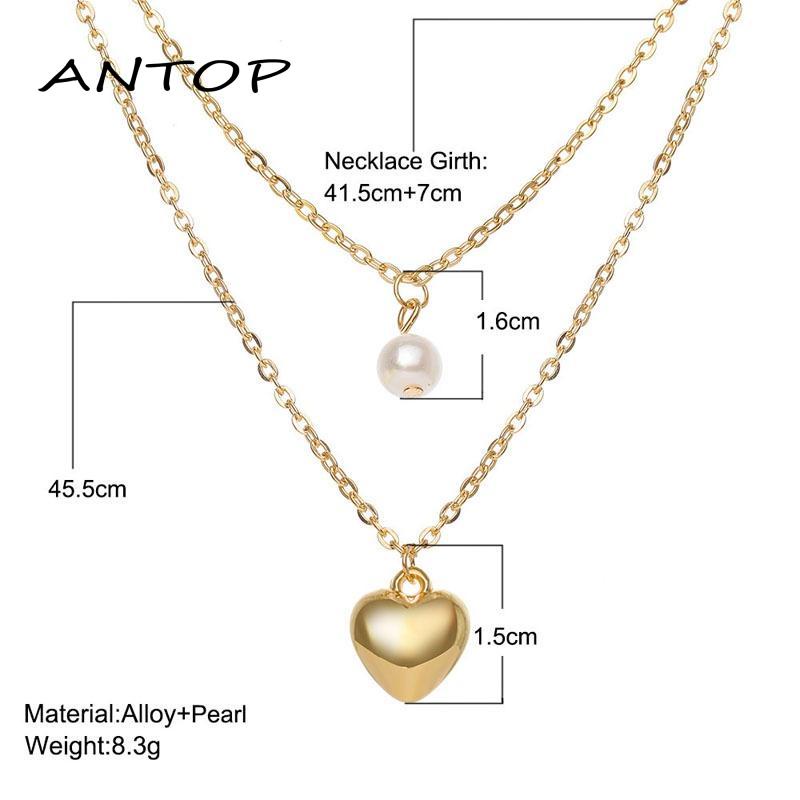 Kalung Korea Mutiara Kupu Emas Perak Rantai Multilayer Necklace Wanita Aksesoris ANTOP