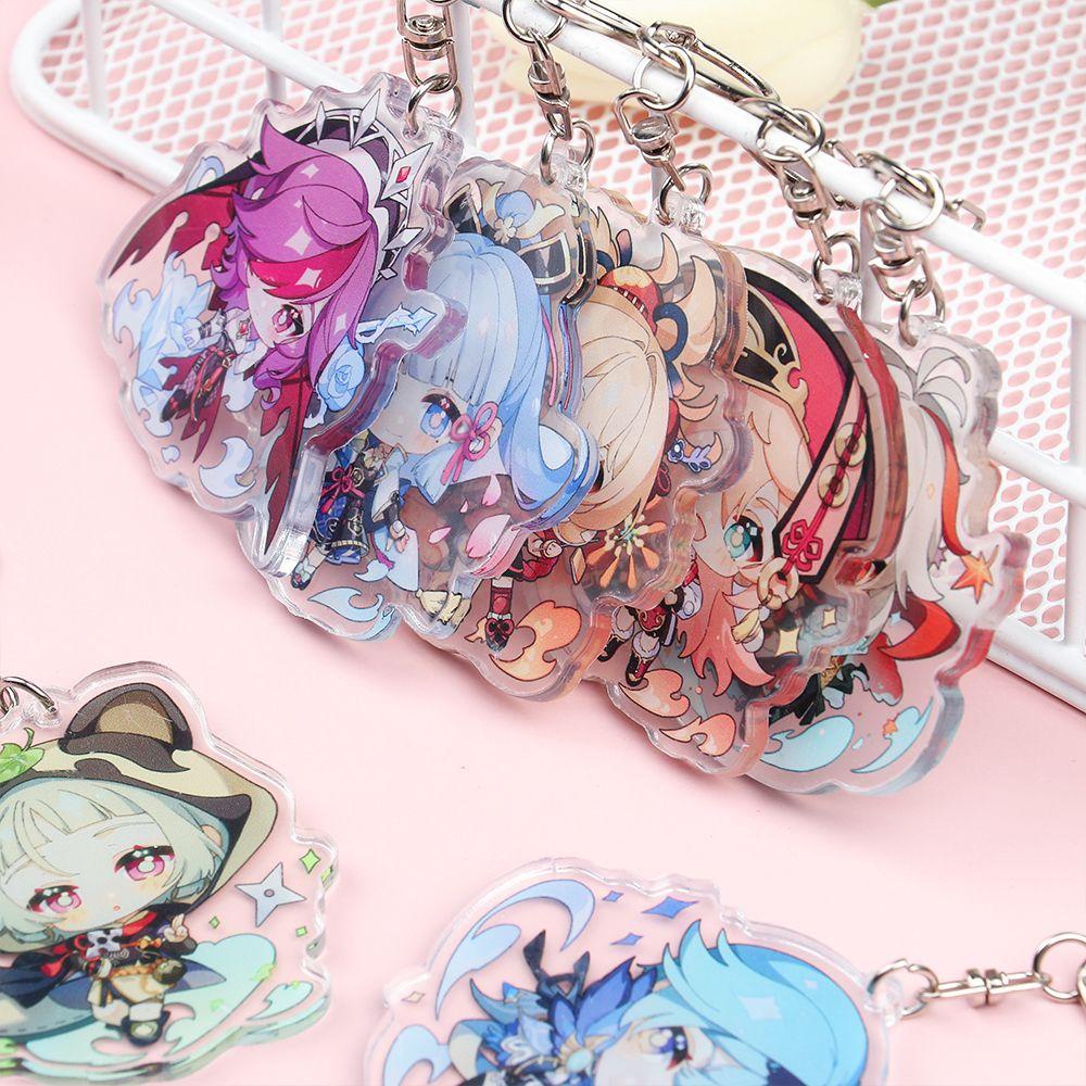 Lily Genshin Impact Keychain Kartun Lucu Liontin Aksesoris Fashion Perhiasan Jepang Anime Gantungan Kunci Mobil