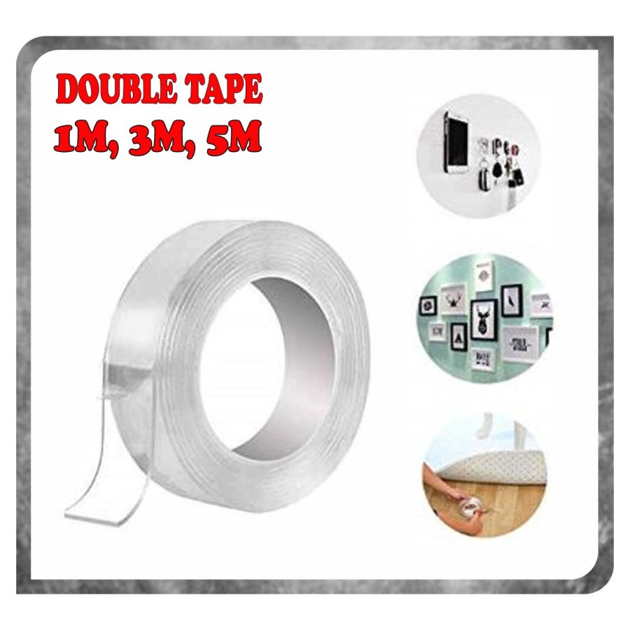 Double Tape Selotip Bening / Double Tape Selotip Isolasi Bening Transparan 1M 3M 5M