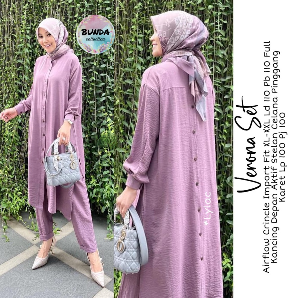 Verona Set Setelan Tunik Panjang Bahan Airflow