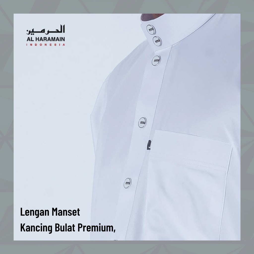 Jubah Al Haramain Polyster Premium Kancing Bulat Lengan Manset