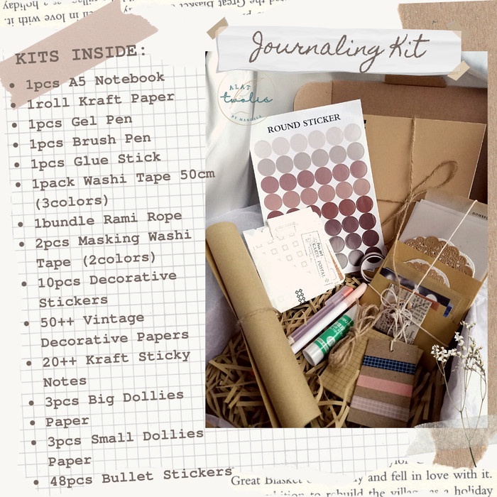 

(TERLARIS) Paket Journaling Kit Bullet Journal Bujo Kit DIY Scrapbooking Set A