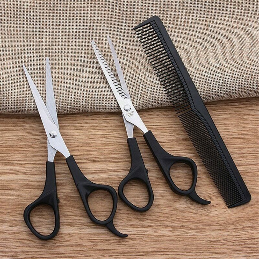 【COD Tangding】3pcs/set Haircut Baby Children Barber Scissors Set Thinning Flat Shear Adult Beauty Tools