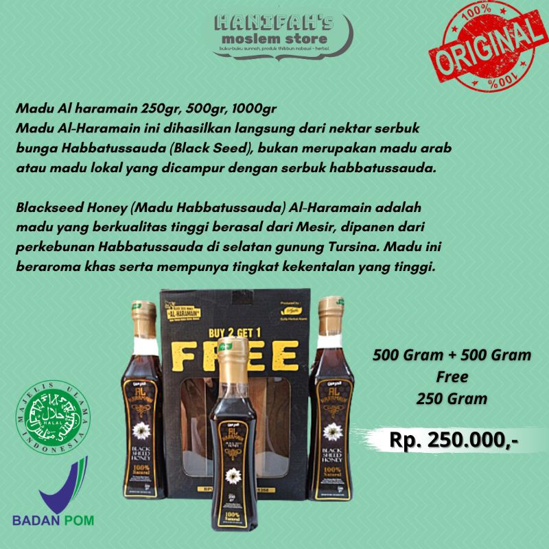 

Madu Al Haramain Paket 500gr 500gr Free 250gr Madu Murni Asli Black Seed Honey Madu Mesir Asli