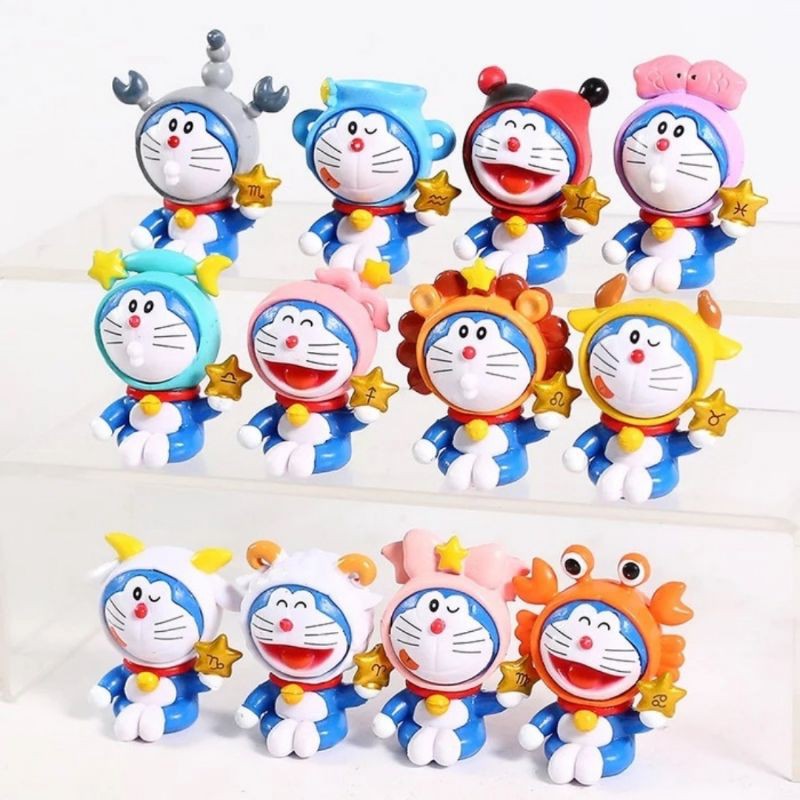 Figure Set Doraemon Model Zodiak Isi 12 Pcs