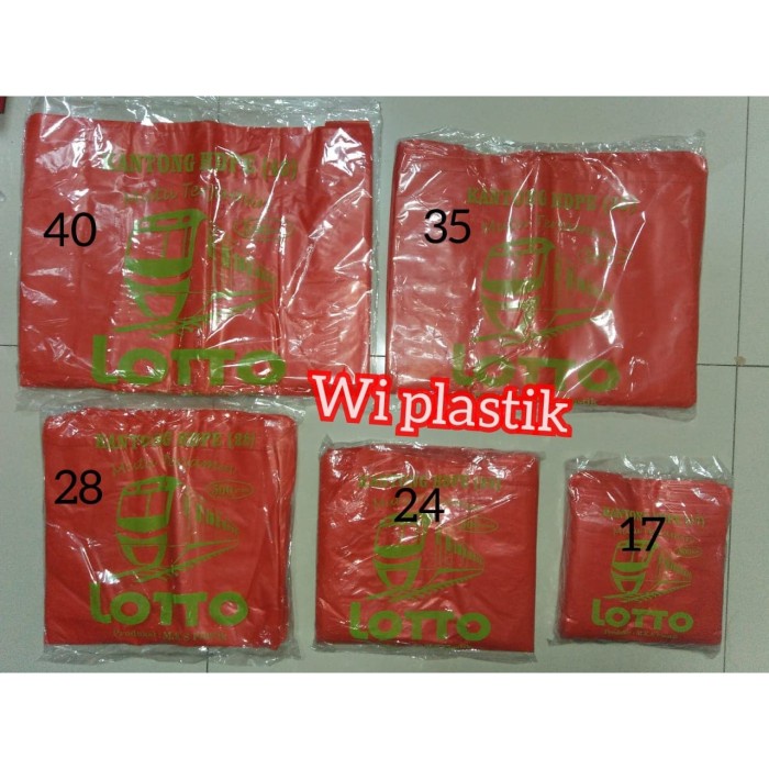 

NEW hd kantong plastik LOTTO kiloan kresek merah uk.40,35,28,24&17 - 28