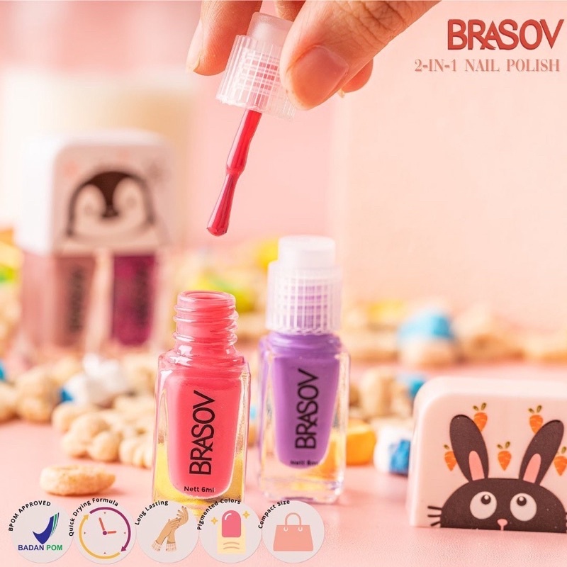 Brasov 2 in 1 nail polish / cat kuku / kutek / kutek murah