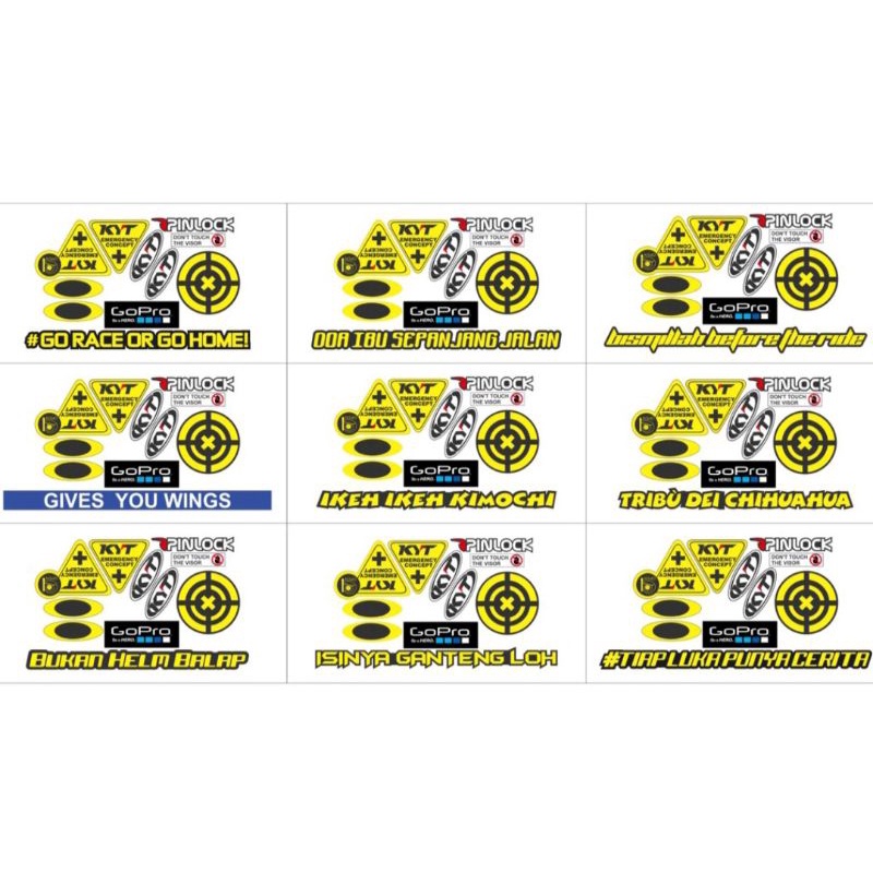 STIKER KACA HELM KYT FULL FACE ATAU HALF FACE  SATU SET