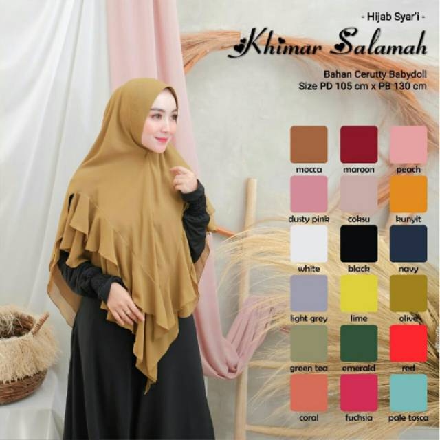 HIJAB / JILBAB KHIMAR SYAR'I LAYER - KHIMAR SALAMAH - BAHAN CERUTY BABYDOLL BEST SELLER