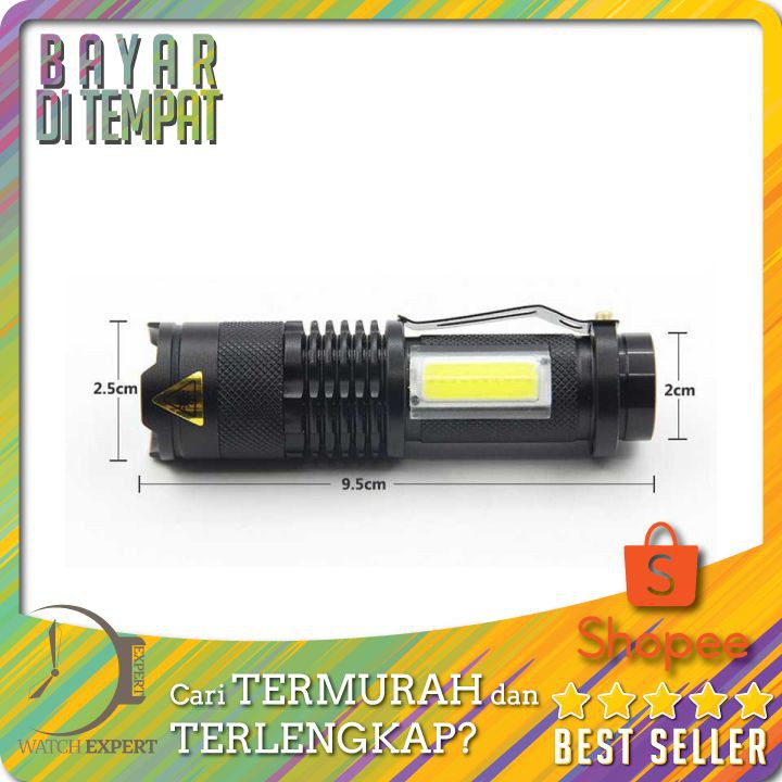 TERMURAH COB Senter LED 3800 Lumens Waaterproof Pocketman Zoomable